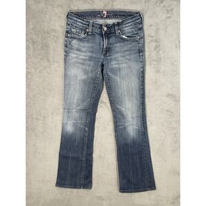 7 For All Mankind Jeans Womens 27 Blue Low Rise Wide Boot Cut Medium Wash